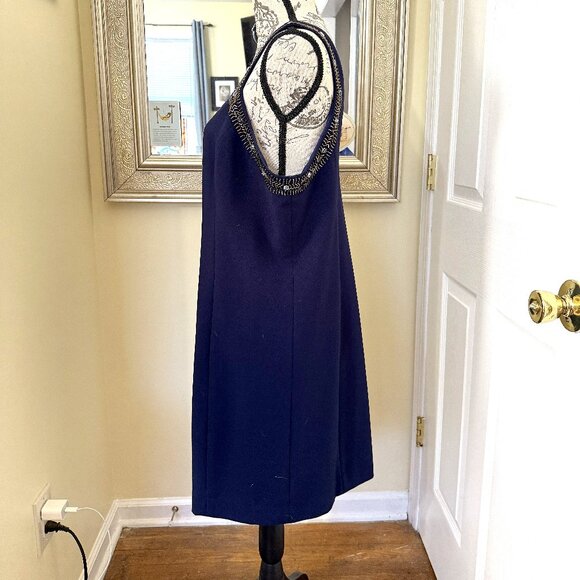 Lilly Pulitzer Largo Shift Dress True Navy Beaded Gold Cocktail Sz 12 - $268 - Picture 14 of 16